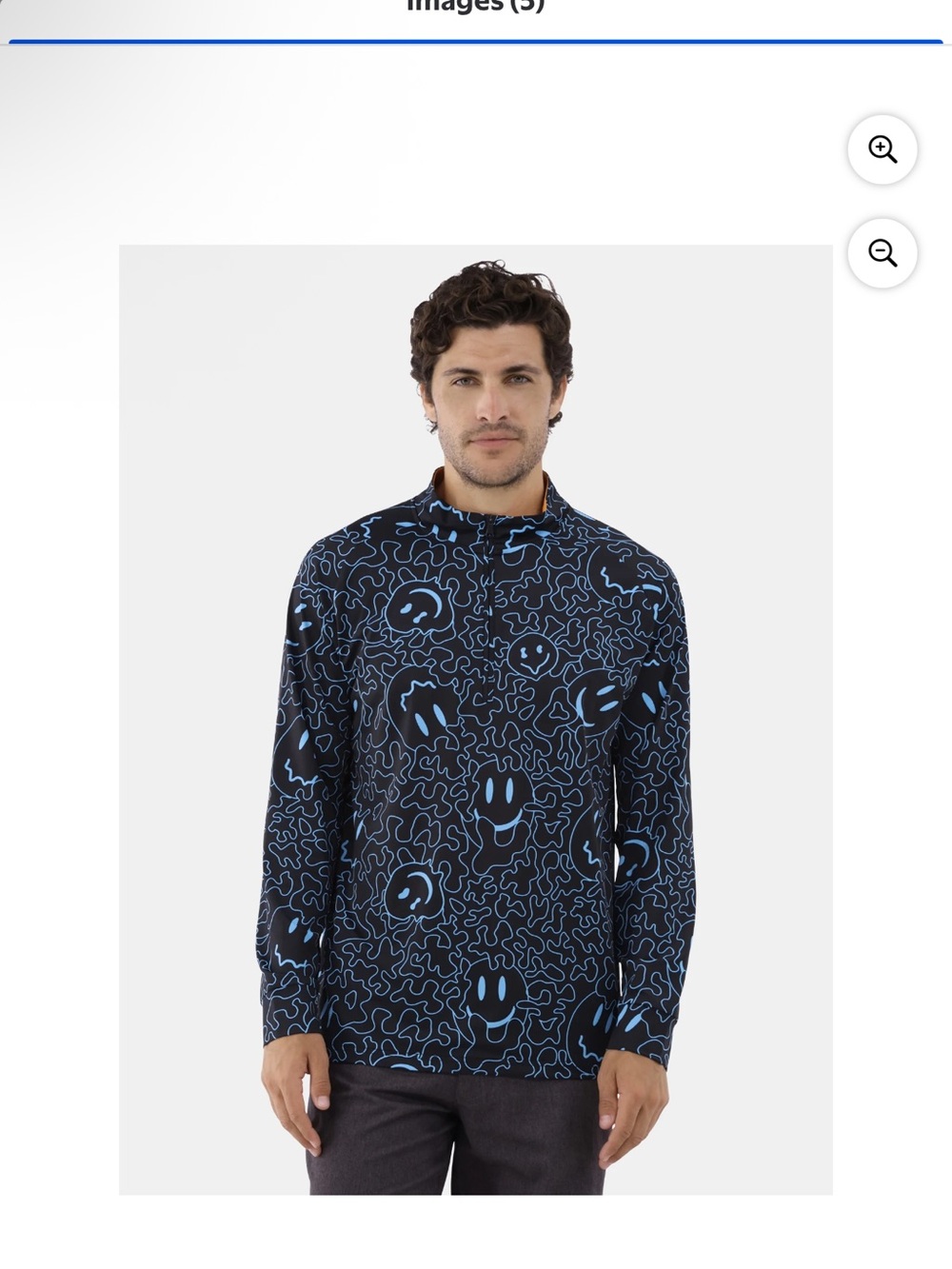 Birdies Black Long-Sleeve Top with Blue Graphic Smiley Print